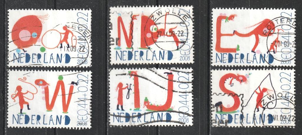 54 F --2608 a-f Kinderzegels 2008, Postzegels en Munten, Verzenden, Na 1940, Gestempeld
