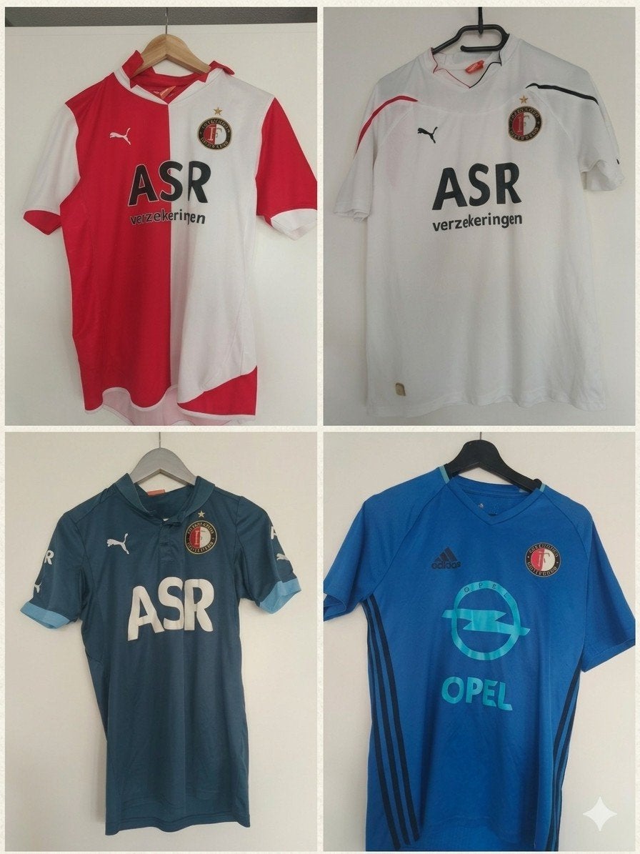 4 Feyenoord shirts uit verschillende seizoenen, Maat XS of kleiner, Ophalen of Verzenden, Shirt