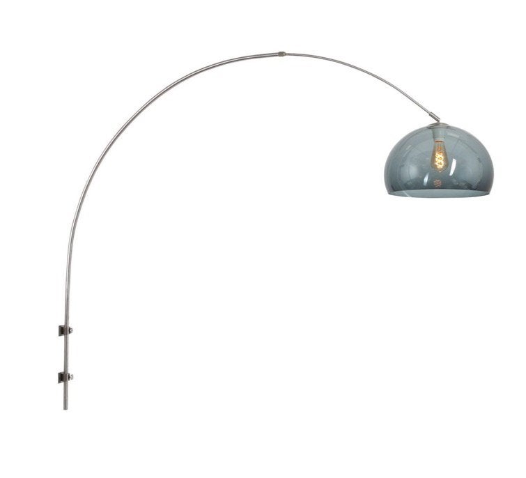 Verstelbare Booglamp Mat Chroom met Grijs/Smokey Plexiglas K, Huis en Inrichting, 100 tot 150 cm, Overige fittingen, Ophalen of Verzenden