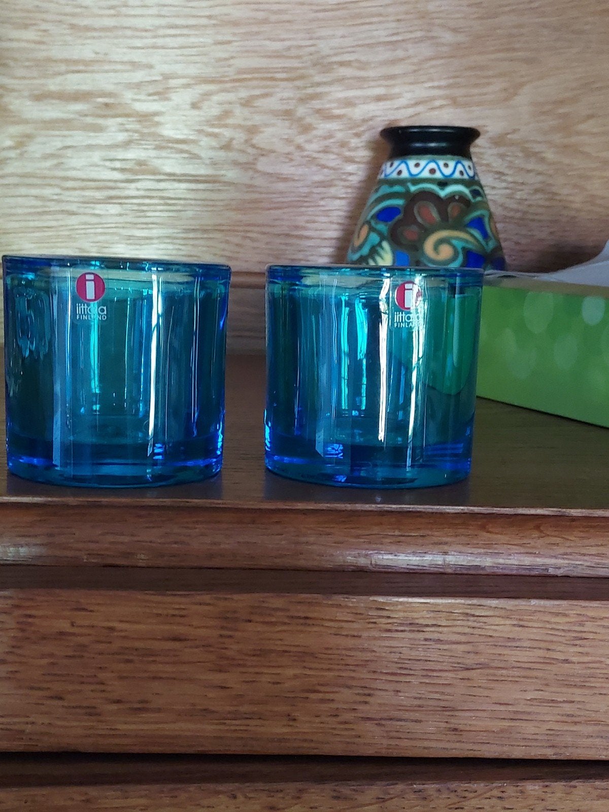 2 blauwe  iittala waxinehoudertjes, Ophalen of Verzenden, Zo goed als nieuw, Overige typen