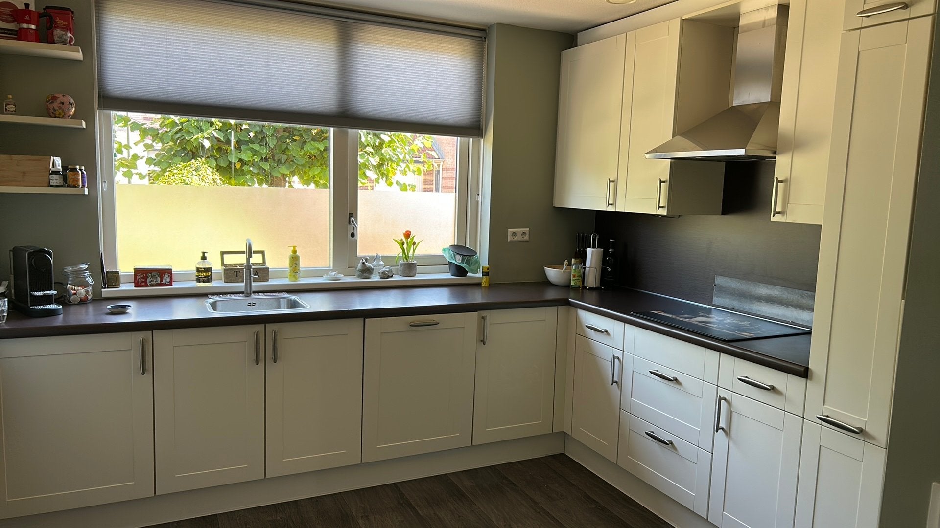 Complete keuken / roomwit, Ophalen, Gebruikt, Hoekkeuken, Kunststof