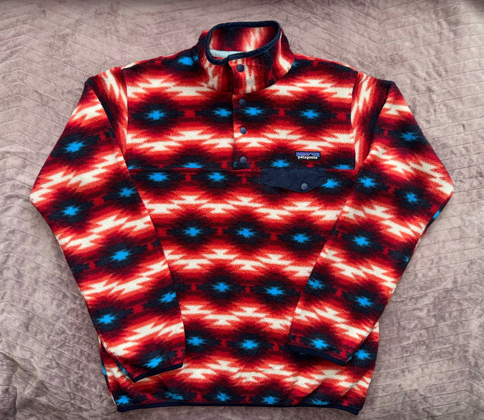 Patagonia Synchilla Snap-T Sweater Aztec Print, Ophalen of Verzenden, Zo goed als nieuw, Maat 38/40 (M), Rood