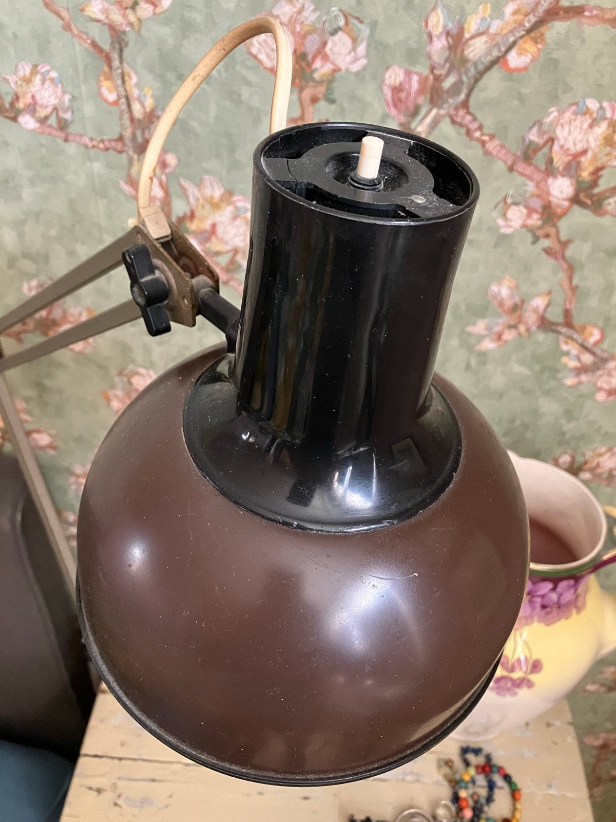 Vintage Bruine Klemlamp met Zwenkarm - Jaren '70, Ophalen