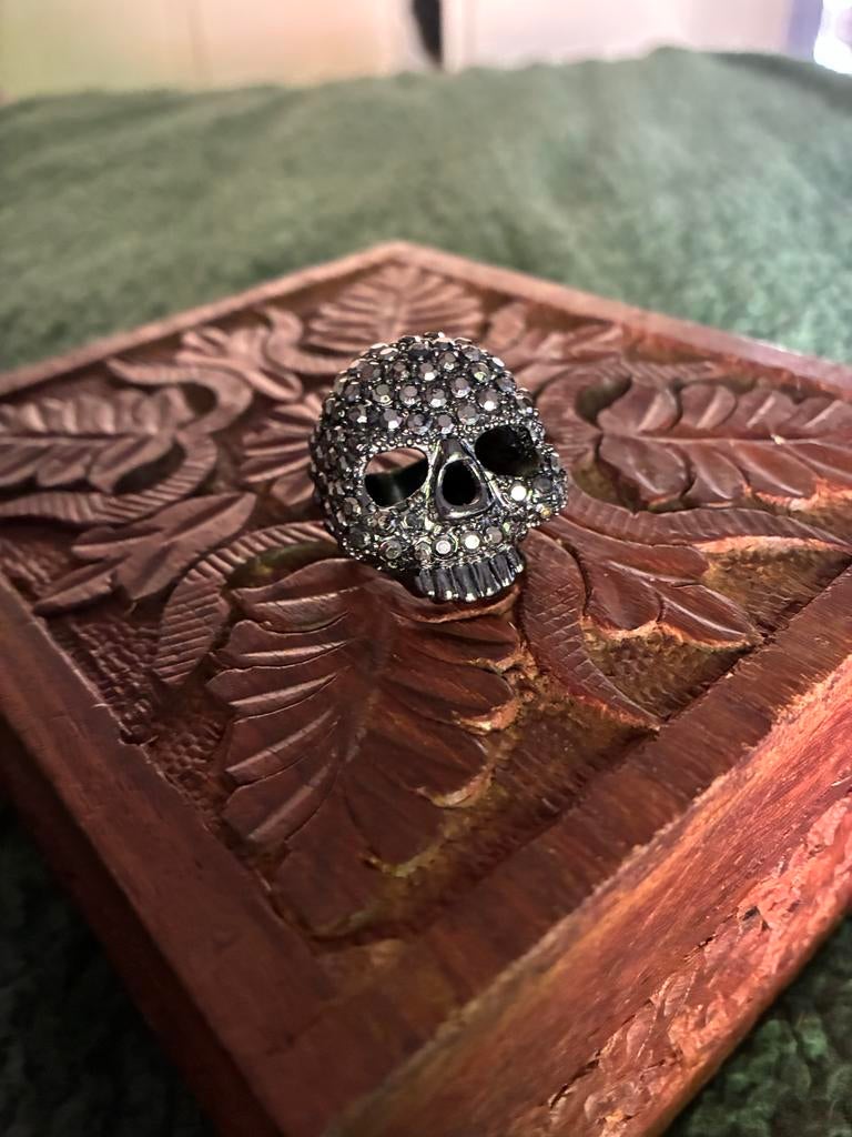 Doodshoofd Ring met Strass, Ophalen, Gebruikt
