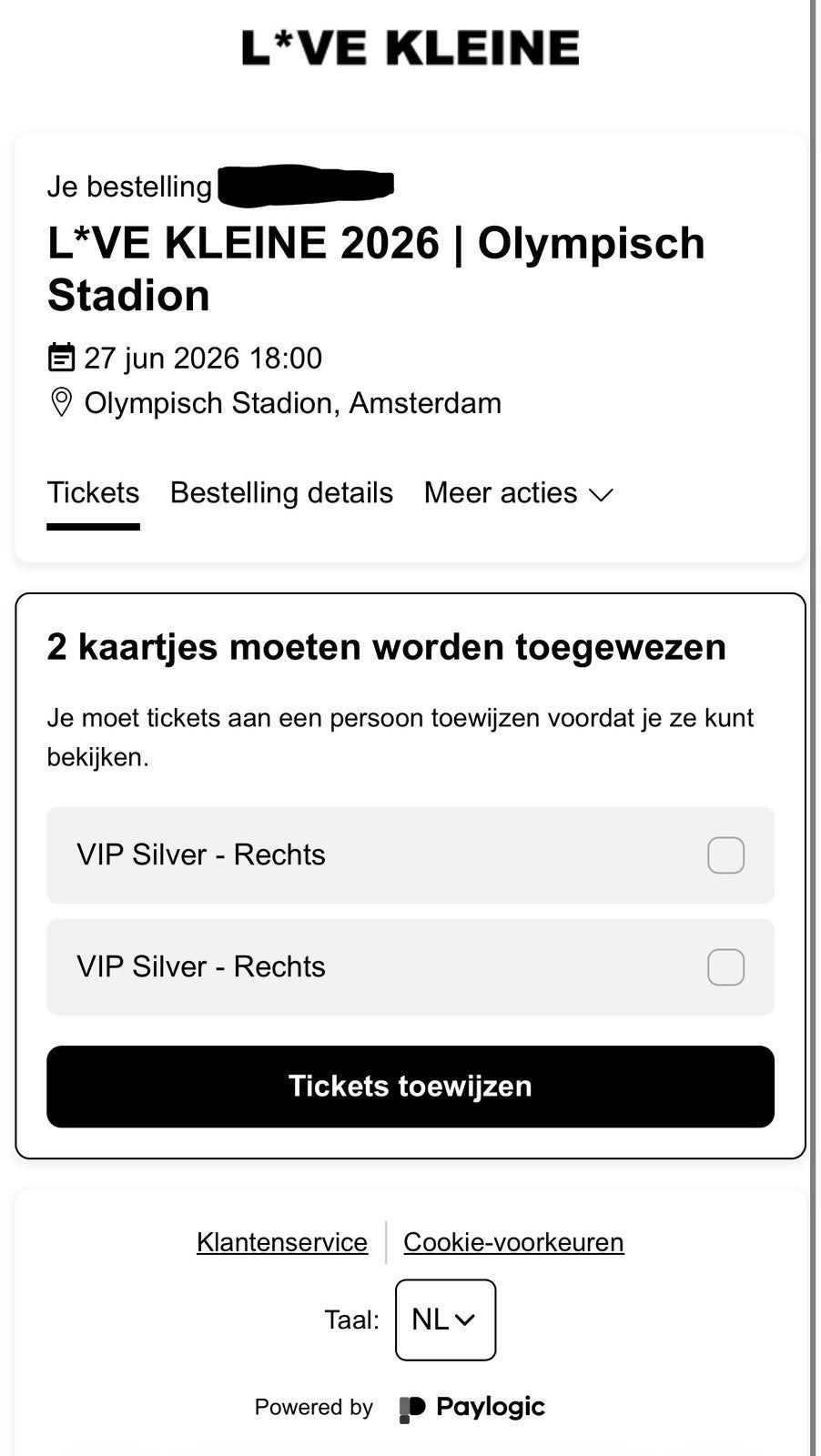 2x VIP Silver Rechts – Lil Kleine L*VE KLEINE 27 juni 2026, Tickets en Kaartjes, Twee personen, Juni, Levenslied