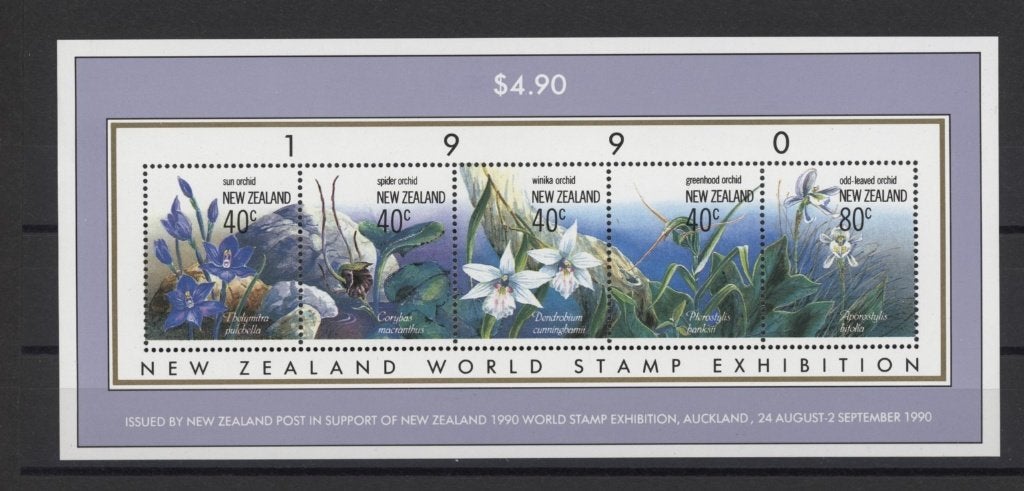New Zealand- 1990- blok = motief Bloemen, Ophalen of Verzenden, Postfris