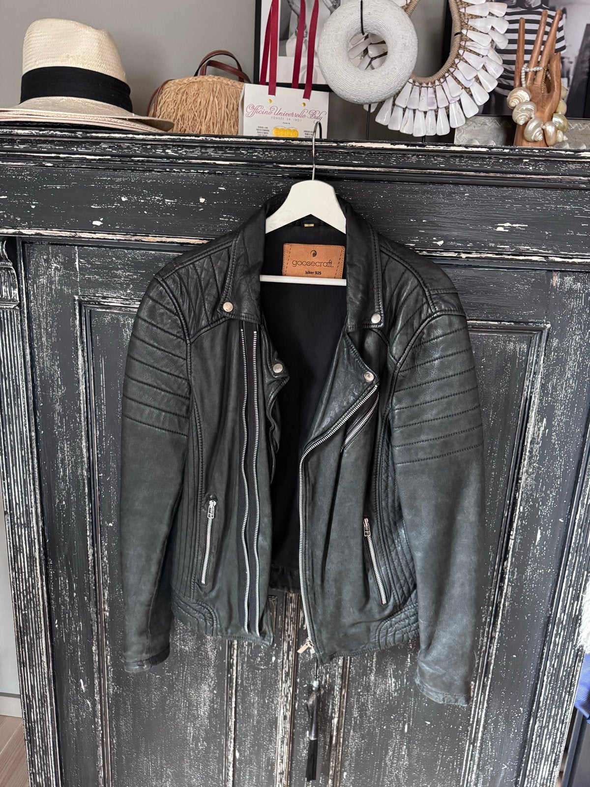 Goosecraft Leren Bikerjack Heren - Maat M, Ophalen of Verzenden, Gedragen, Maat 48/50 (M), Zwart