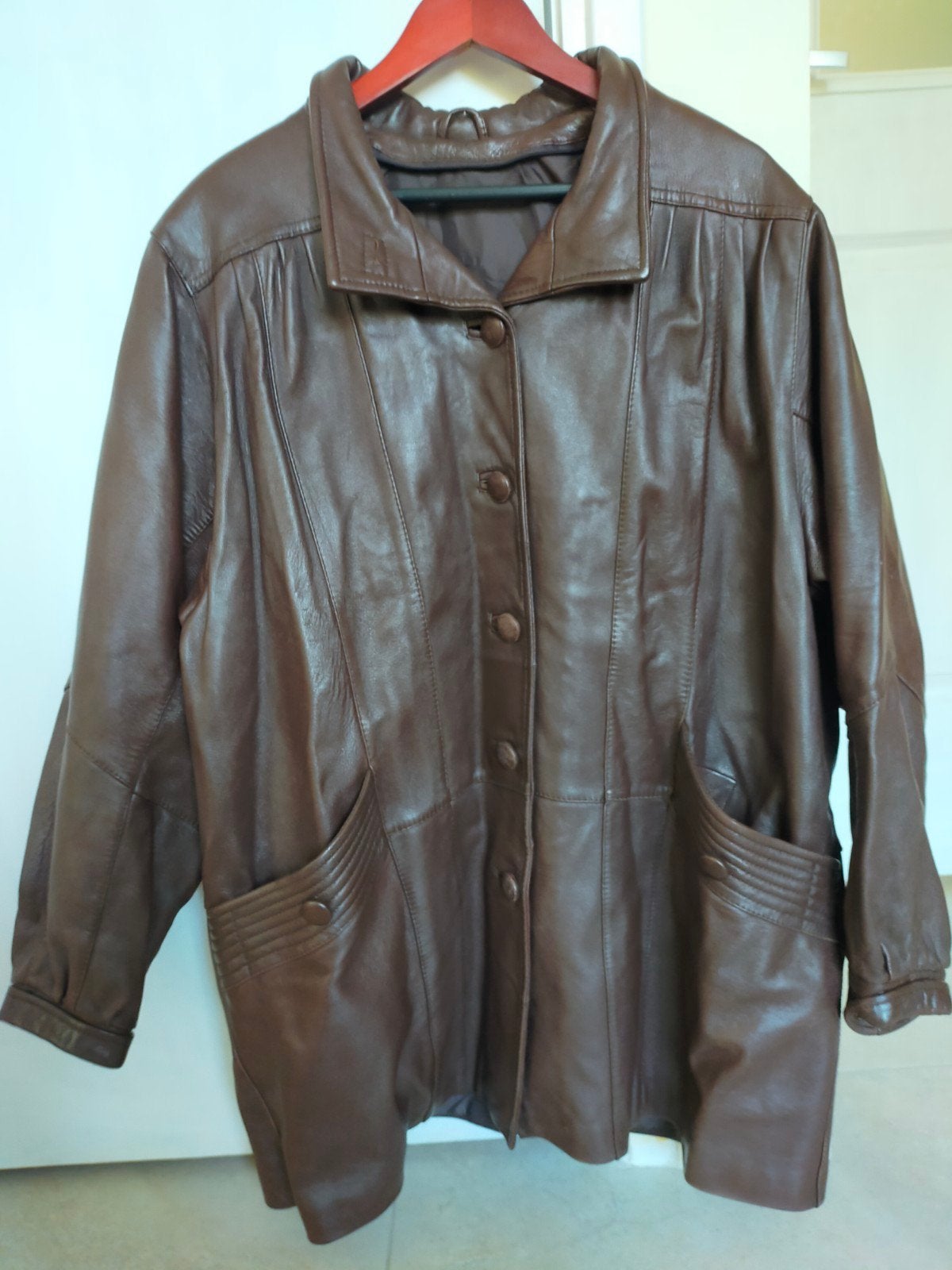 Leren vintage jas mantel jacket  XL XXL retro leather, Ophalen of Verzenden, Zo goed als nieuw, Overige typen