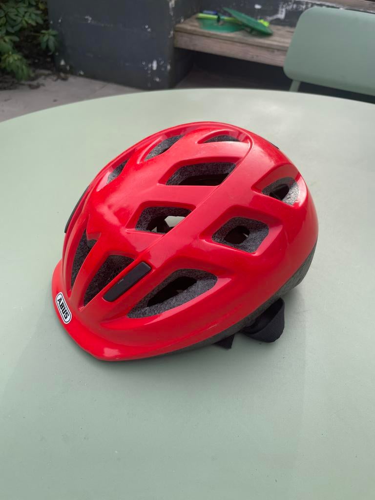 Rode Abus fietshelm voor kinderen 49-55cm, Ophalen, Gebruikt, Overige maten, Jongen of Meisje
