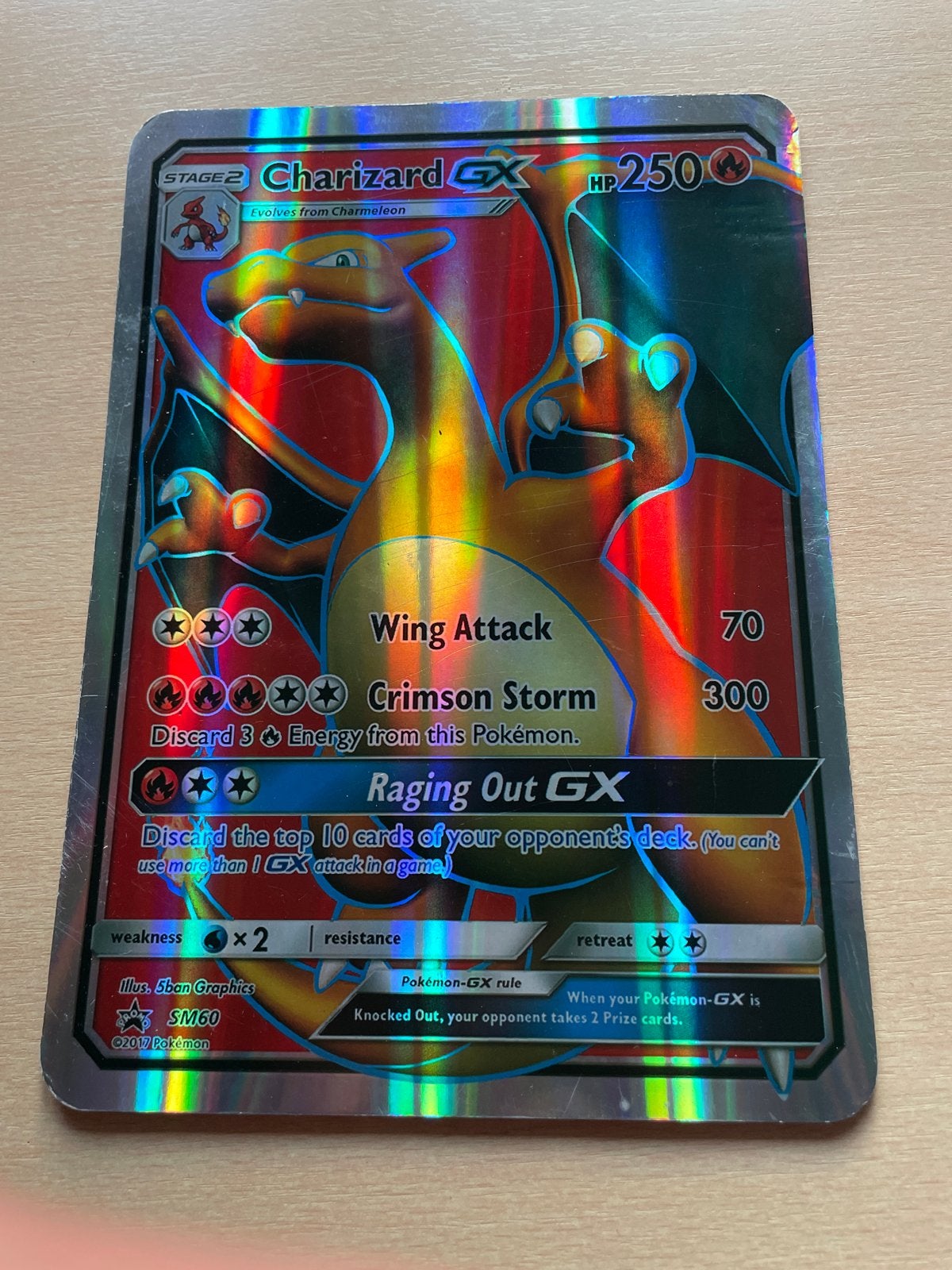 Charizard GX SM60 Pokémon Kaart - Foil, Ophalen of Verzenden, Gebruikt, Losse kaart, Foil