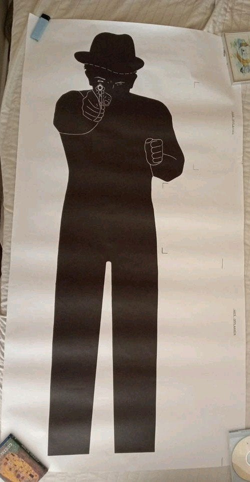 Schietbaan silhouet poster 120 x 65 cm., Ophalen of Verzenden, Gebruikt, A1 t/m A3, Film en Tv