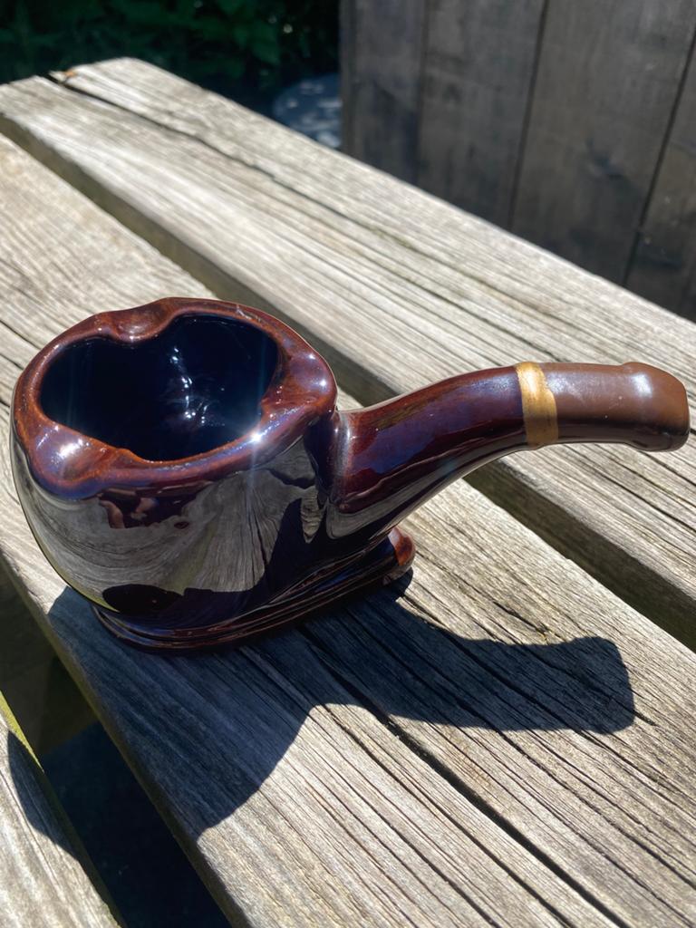 Vintage bruine keramieken asbak pijp, Ophalen of Verzenden, Zo goed als nieuw, Bruin, Steen/keramiek