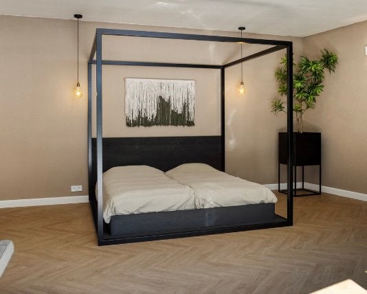 Hemelbed, Ophalen, Gebruikt, Zwart, Tweepersoons