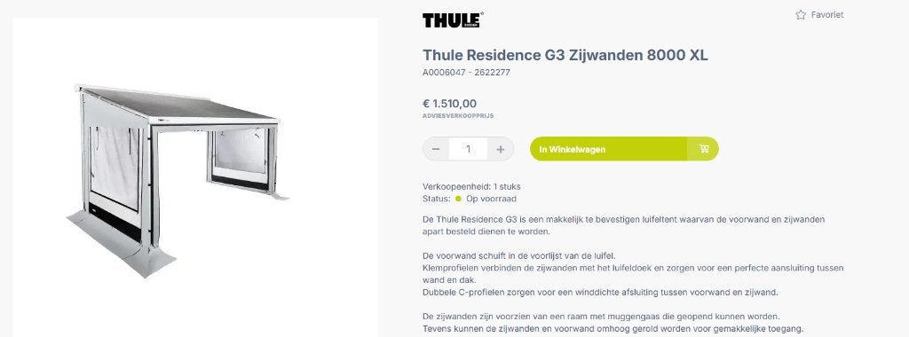 Thule Residence G3 zijwand, Ophalen, Nieuw