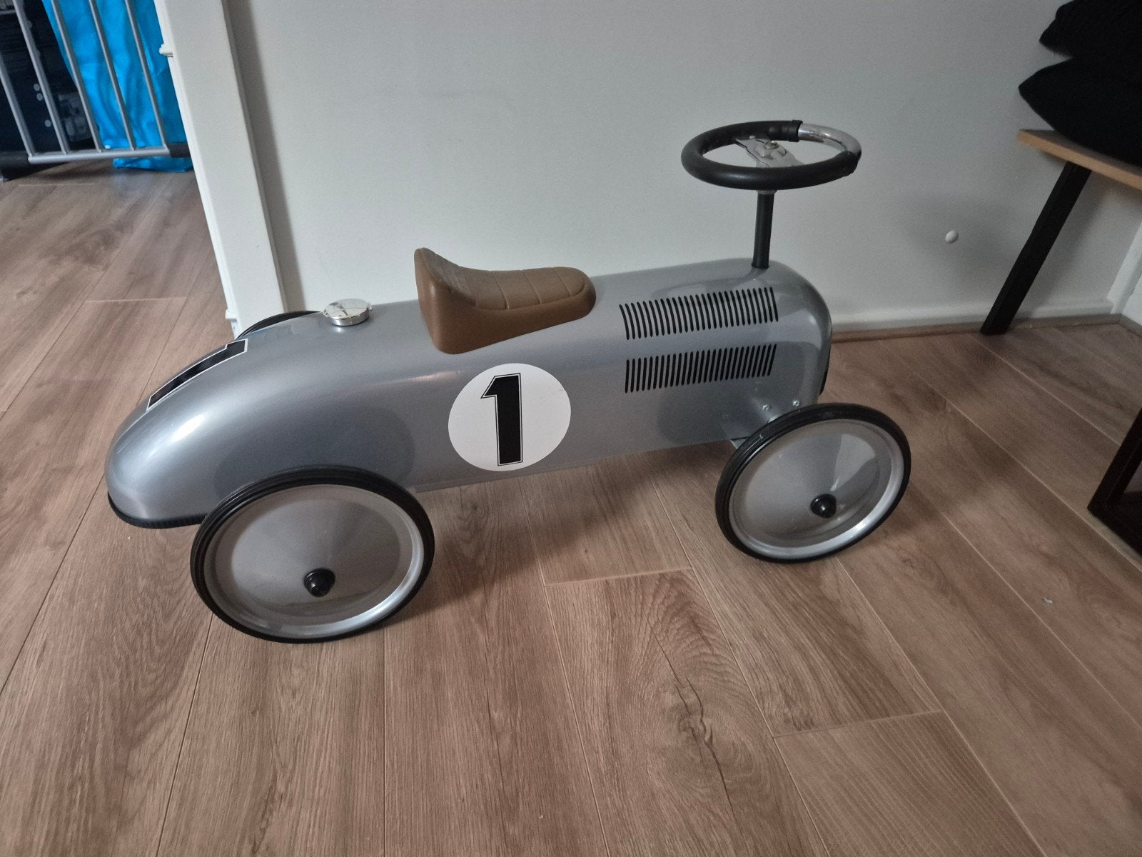 Retro Loopauto Zilver, Kinderen en Baby's, Speelgoed | Speelgoedvoertuigen, Ophalen, Gebruikt