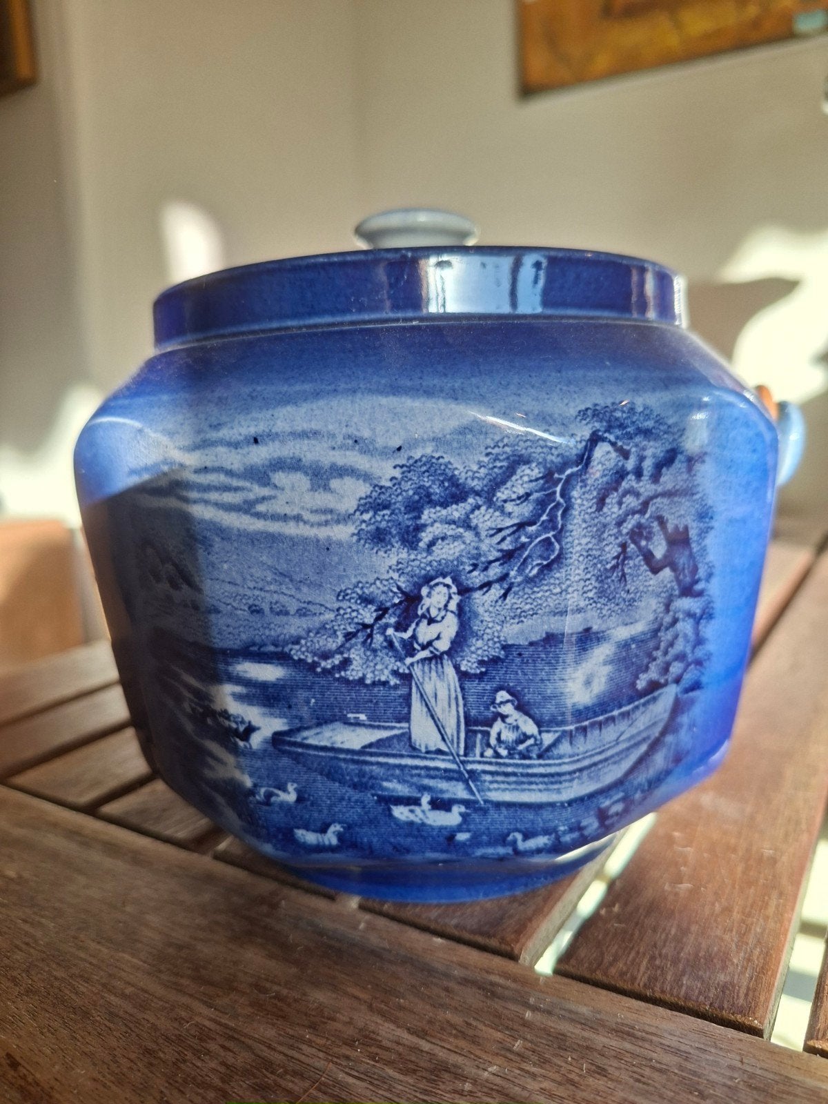 Antieke Engelse porseleinen pot met deksel, ca. 1900, Antiek en Kunst, Ophalen of Verzenden
