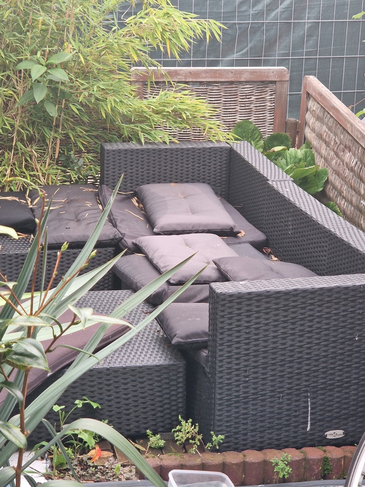 VidaXL Wicker Loungeset met Kussens - Zwart, Ophalen