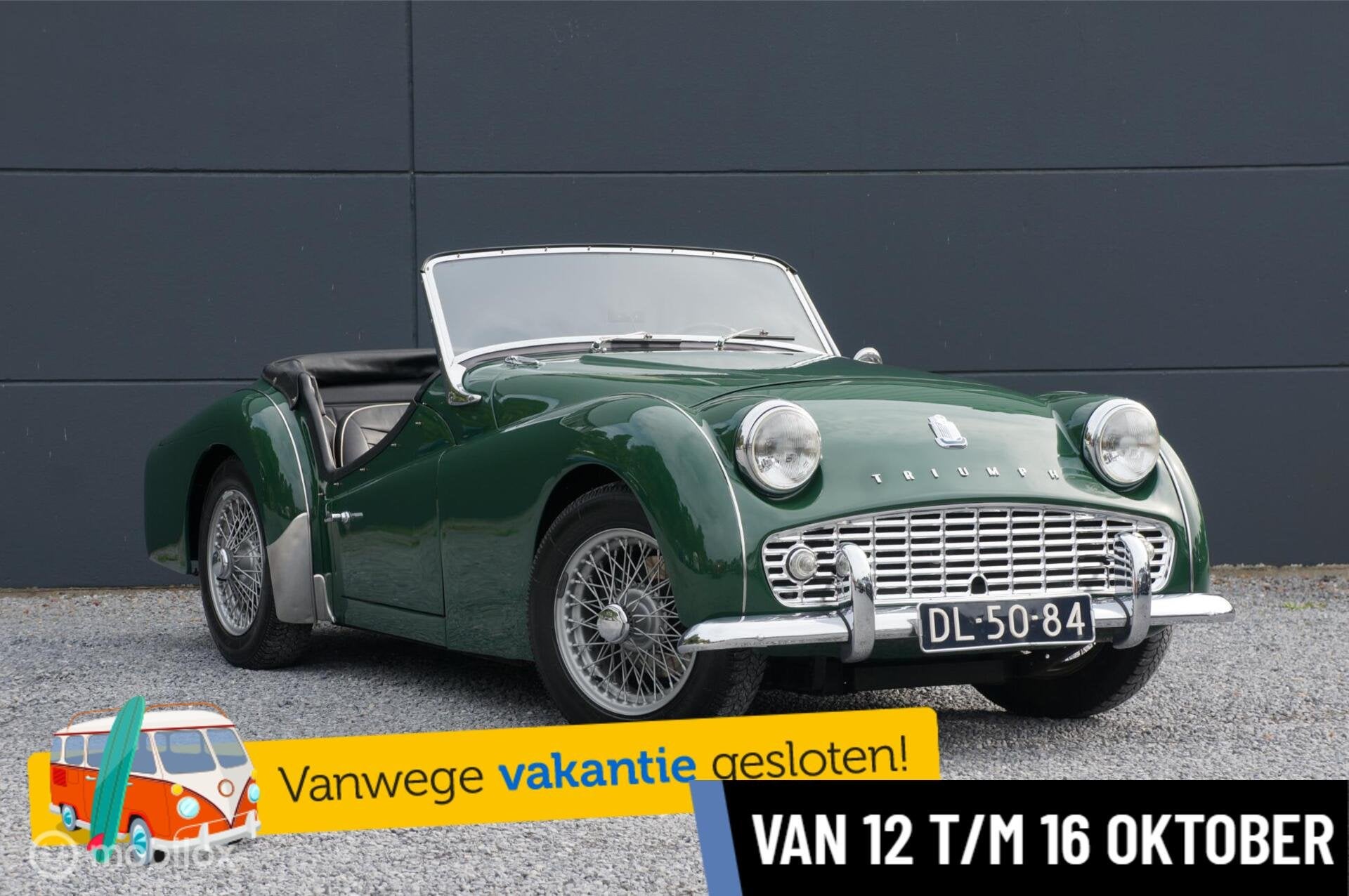 Triumph TR3B 2.2 Soft & Hardtop Zeer mooie staat Zeldzaam!, Auto's, Achterwielaandrijving, Zwart, Triumph, Leder