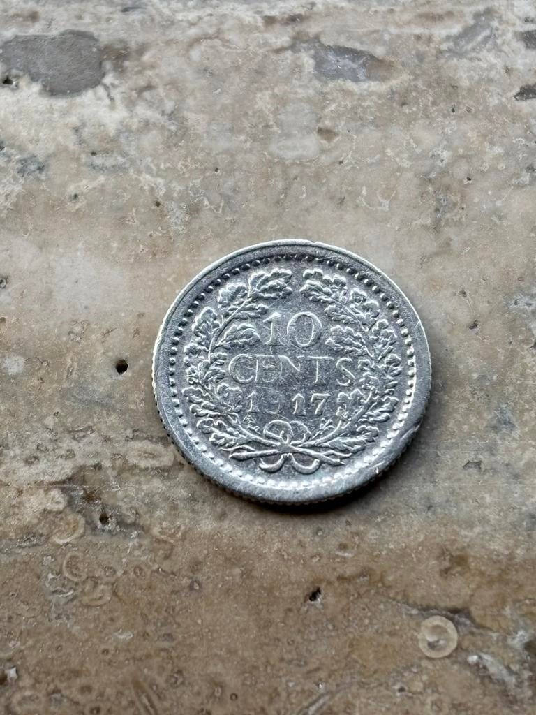 10 cent 1917 Wilhelmina , mooie kwaliteit, Zilver, Ophalen of Verzenden, 10 cent, Koningin Wilhelmina