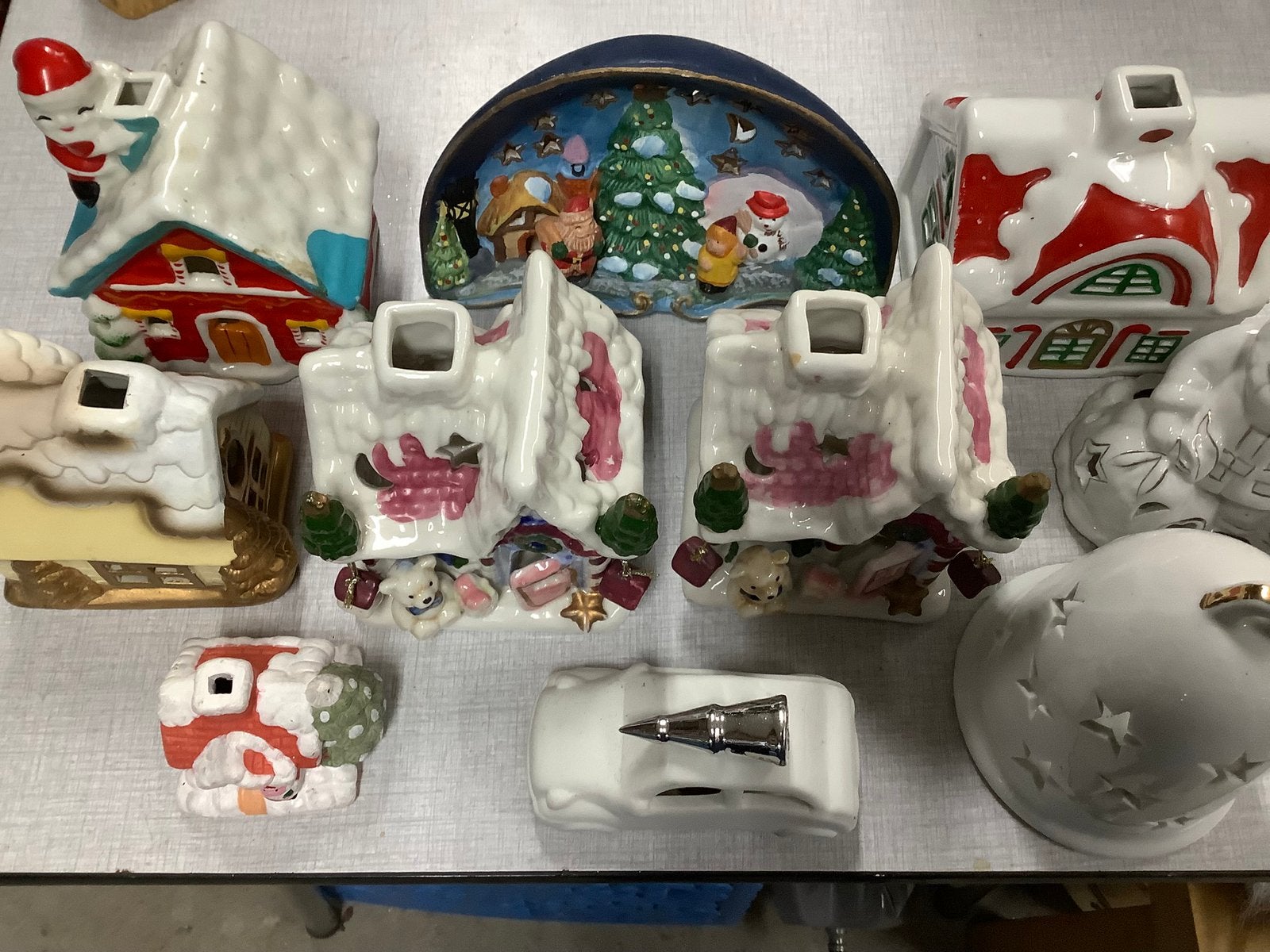 Diverse kerst huisjes waxinelichthouder, Ophalen of Verzenden, Gebruikt