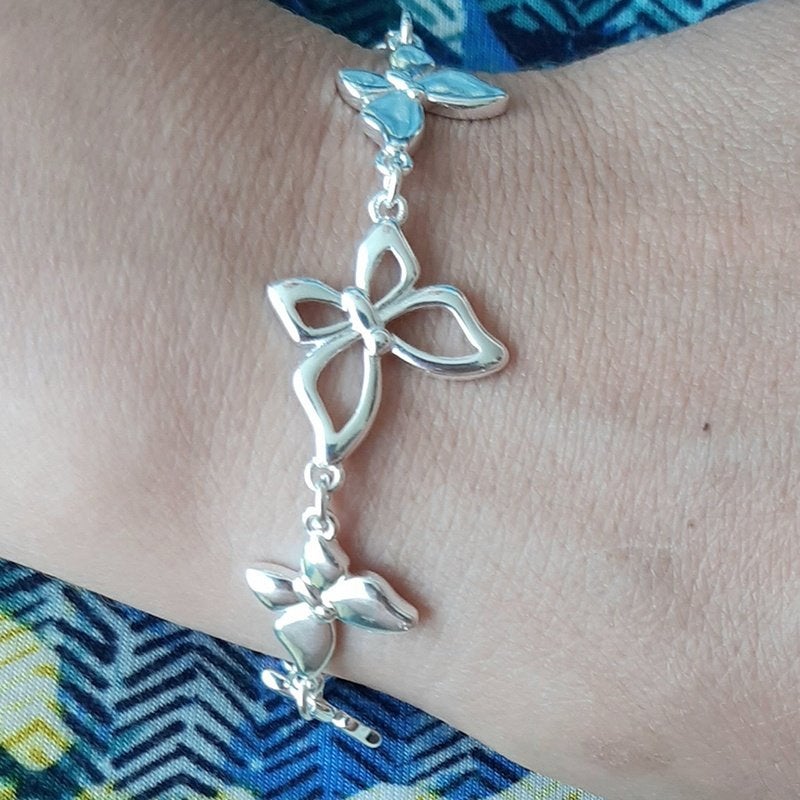 Armband met vlinders, Verzenden, Cuijk, Info@winkli.nl, Zilver