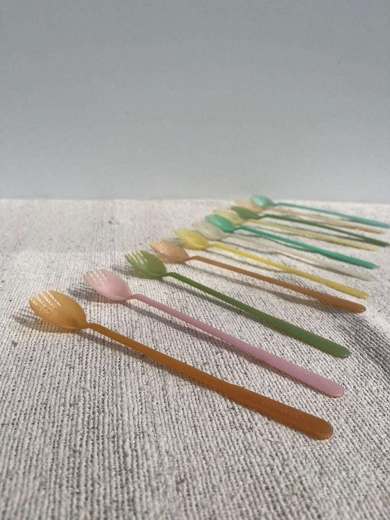Vintage Pastel lepelvorkjes tupperware USA, Ophalen of Verzenden