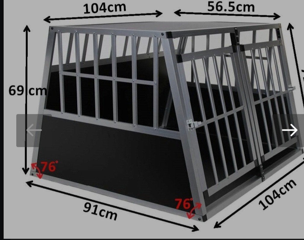 Autobench Dubbeldeurs Aluminium + Tussenschot 104x91x69 cm, Dieren en Toebehoren, Ophalen, Nieuw