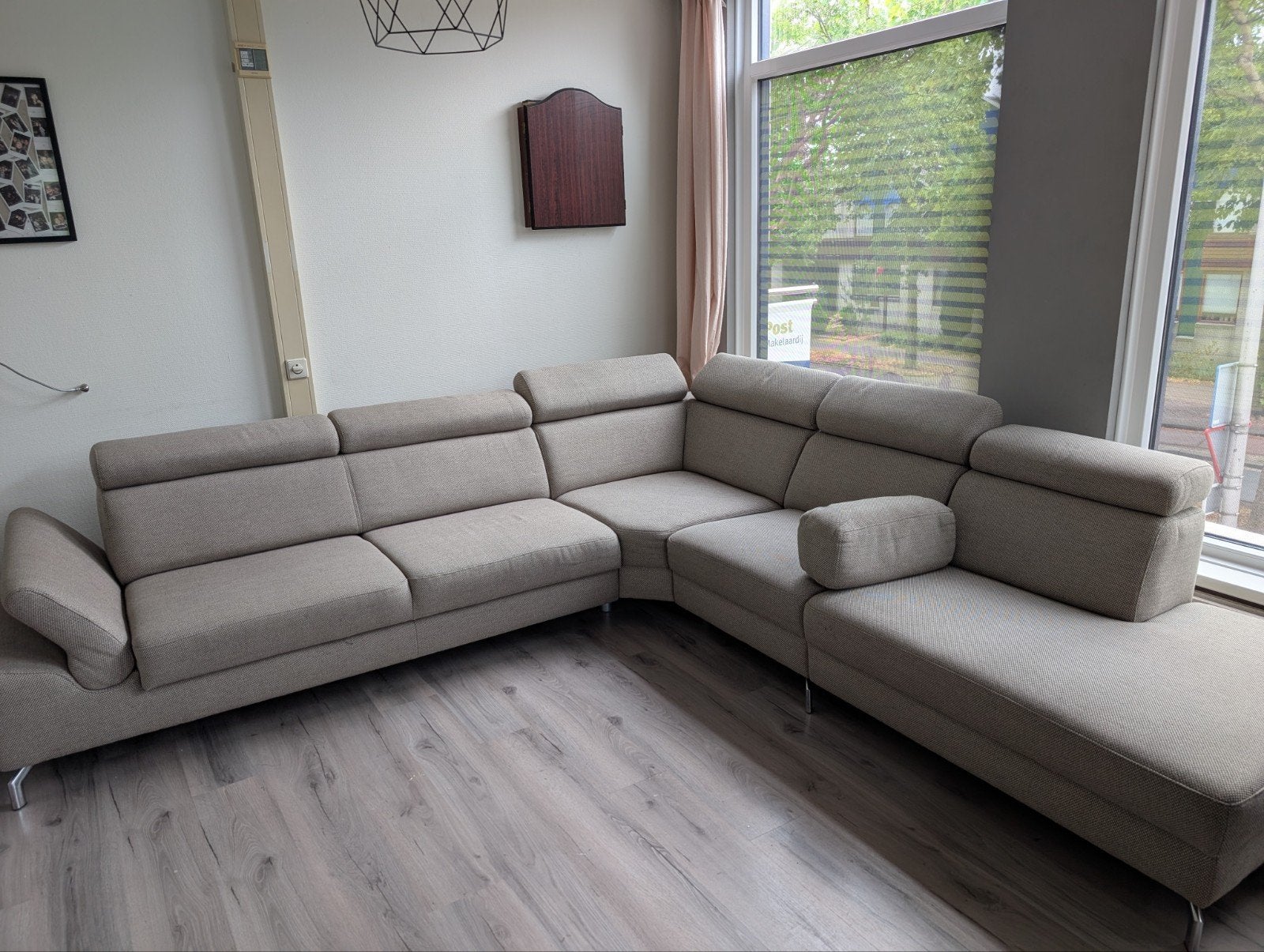 Montel Hoekbank Beige, Ophalen, Gebruikt, 125 tot 150 cm, Hoekbank