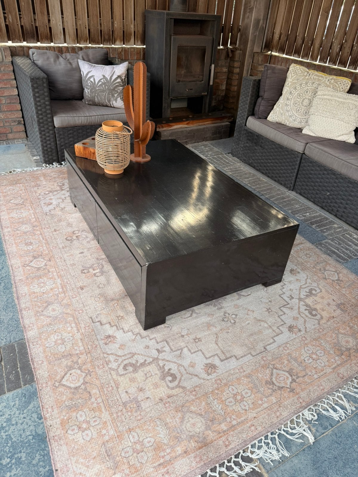 Zwarte houten Tafel met lades. Gratis, Ophalen, Gebruikt, 200 cm of meer, 50 tot 100 cm