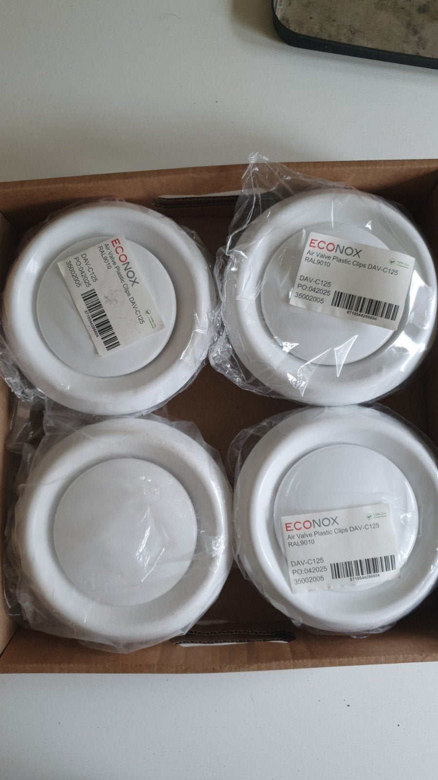 ECONOX DAV-C125 Air Valve Plastic Clips RAL9010 (4 stuks), Ophalen of Verzenden