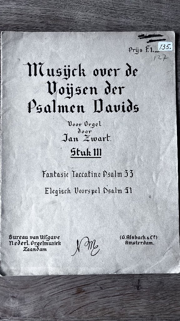 Bladmuziek orgel - Jan Zwart - Psalmen Davids - stuk III, Orgel, Gebruikt, Overige soorten, Ophalen of Verzenden