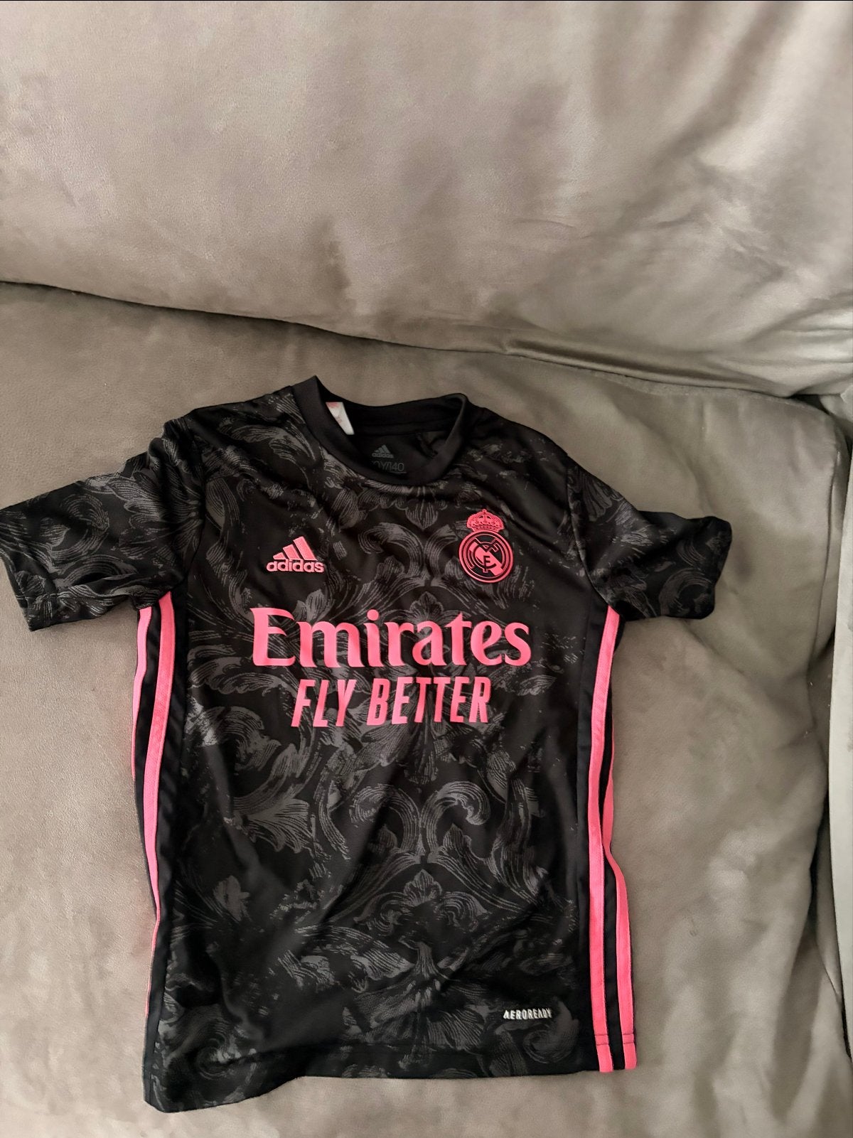 Adidas Real Madrid Voetbalshirt Ramos 4 Zwart/Roze Maat 140, Ophalen of Verzenden, Zo goed als nieuw, Jongen of Meisje