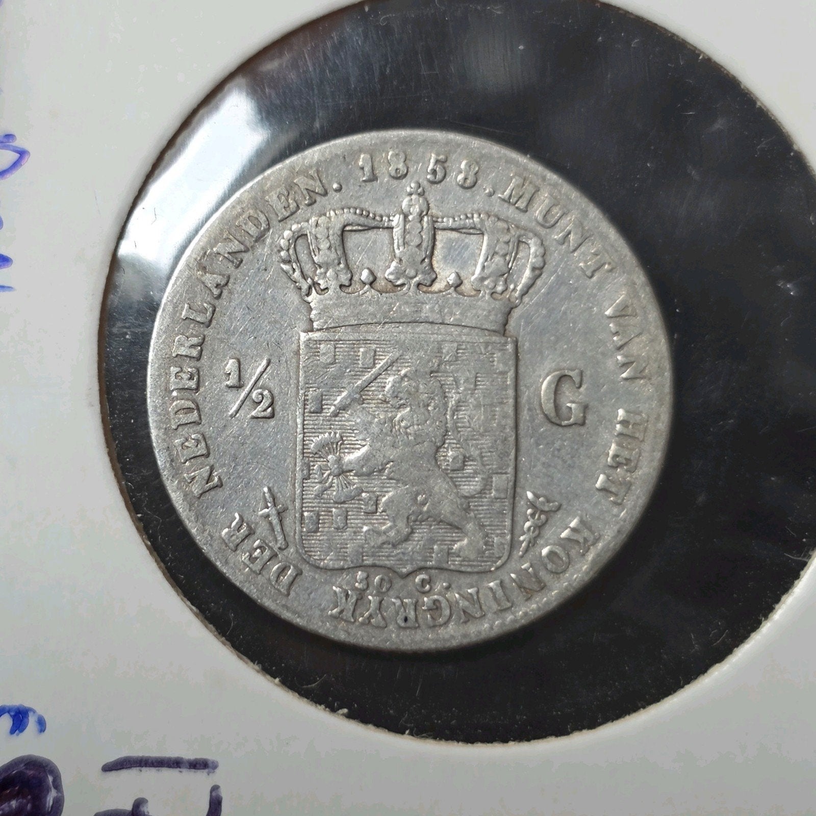 1/2 gulden 1858 Nederland, Postzegels en Munten, Munten | Nederland, ½ gulden, Koning Willem III, Verzenden, Zilver