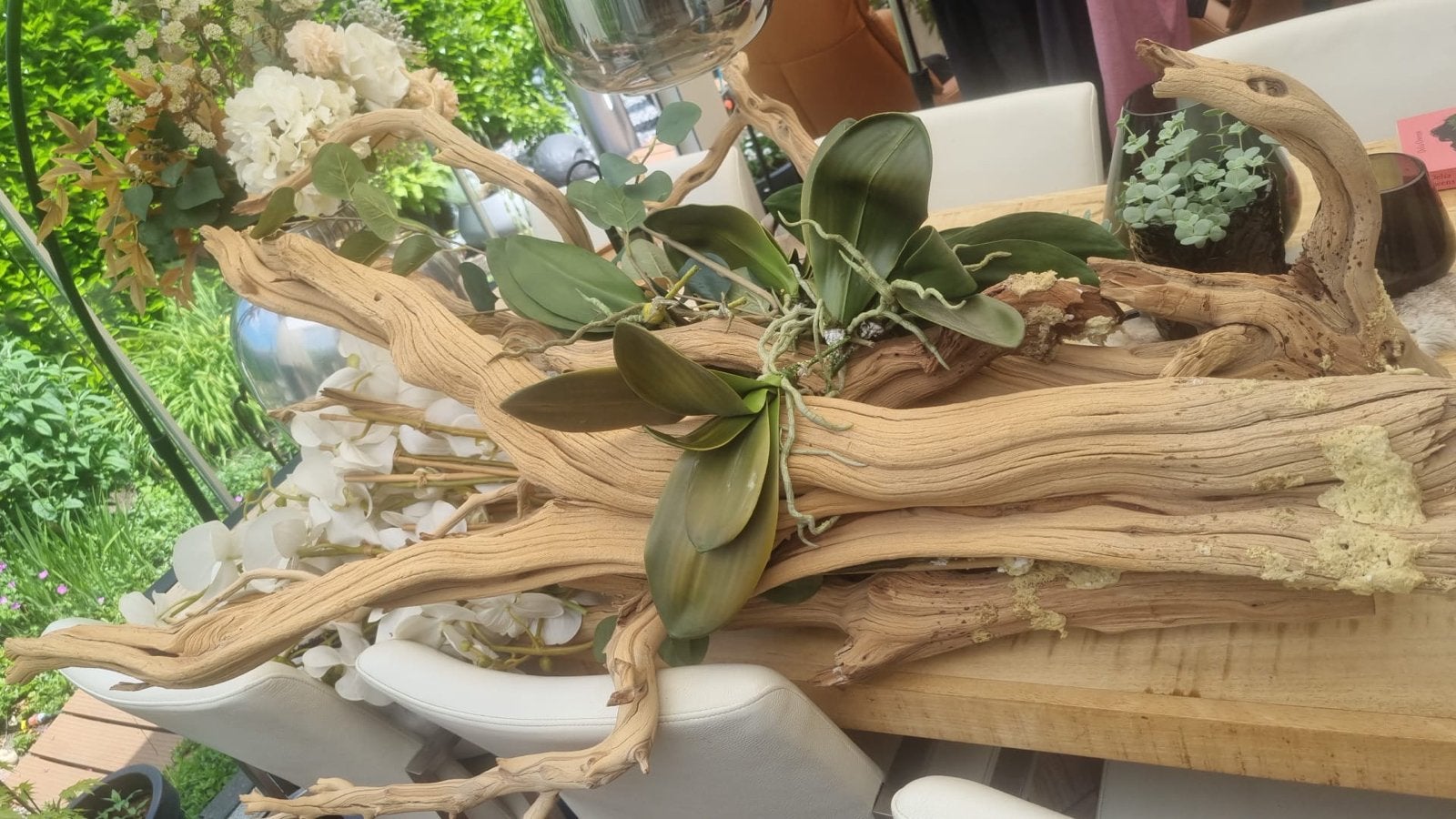 Decoratieve kunst met drijfhout en orchideeën, tot 1.20m, Ophalen
