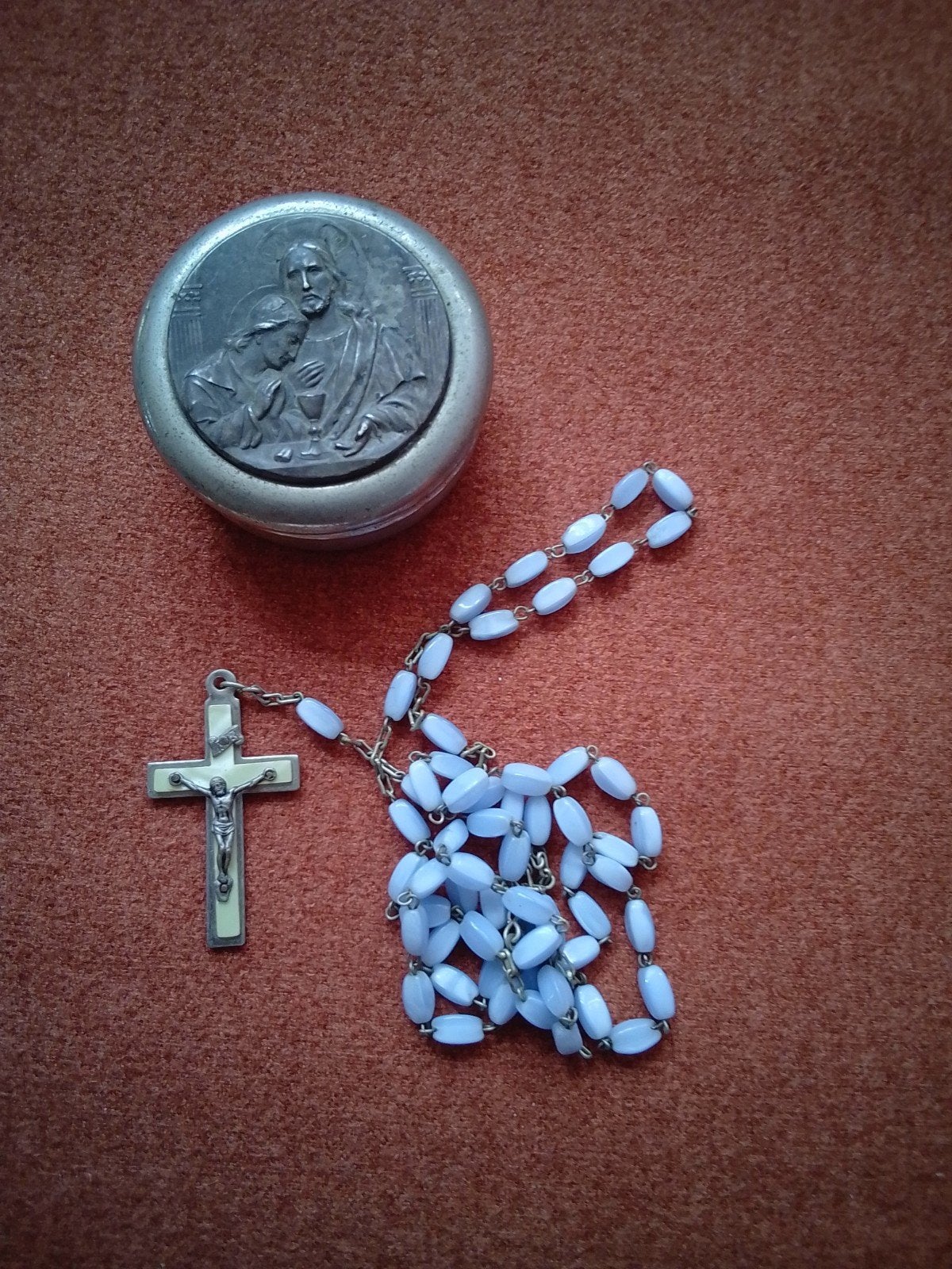 Vintage Rozenkrans met Bijpassend Doosje, Antiek en Kunst, Ophalen of Verzenden