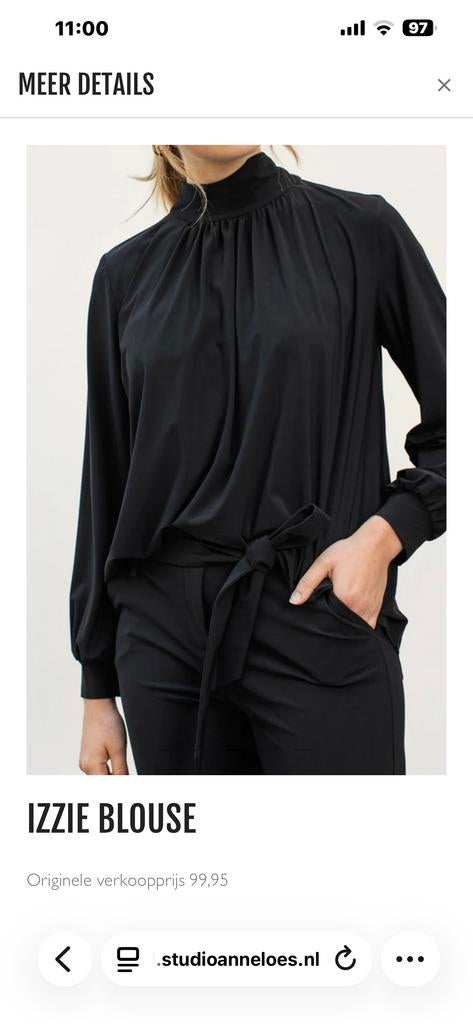 Studio Anneloes Izzy Blouse Zwart Maat M, Kleding | Dames, Verzenden, Zo goed als nieuw, Maat 38/40 (M), Zwart