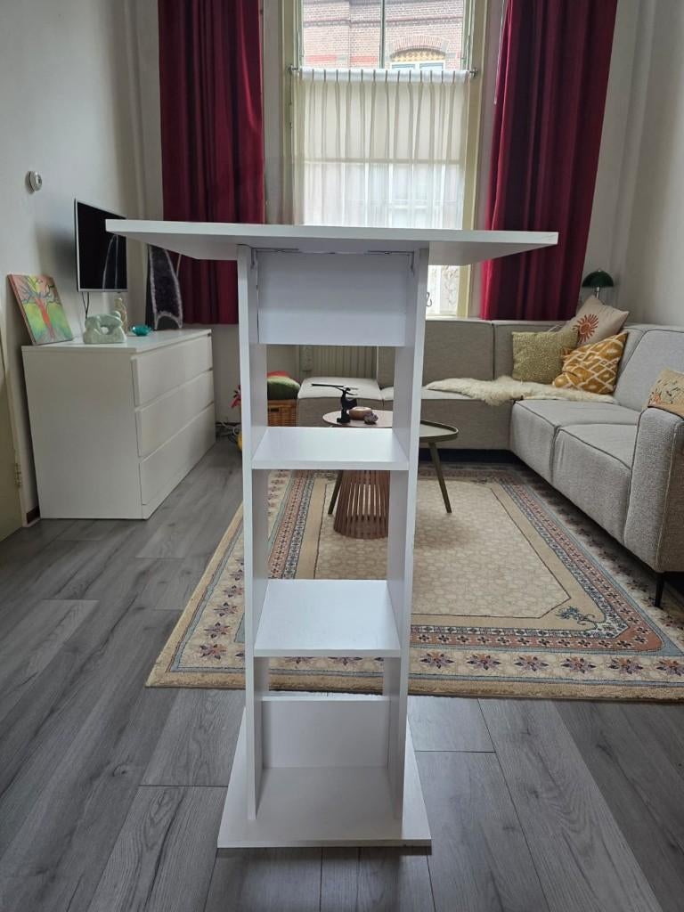 Witte statafel 60x60 cm - Hoogte 109 cm - Zutphen, Huis en Inrichting, Tafels | Statafels, Zo goed als nieuw, Ophalen