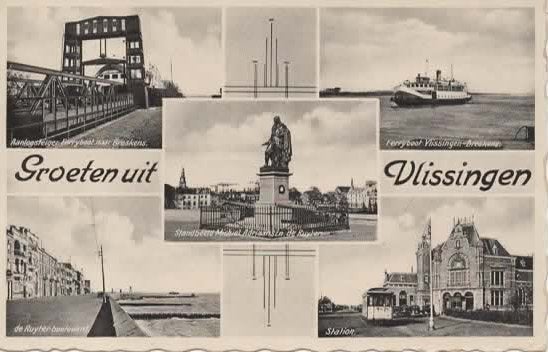 Vlissingen Groeten uit 5 luik, Verzenden, 1920 tot 1940, Gelopen, Zeeland