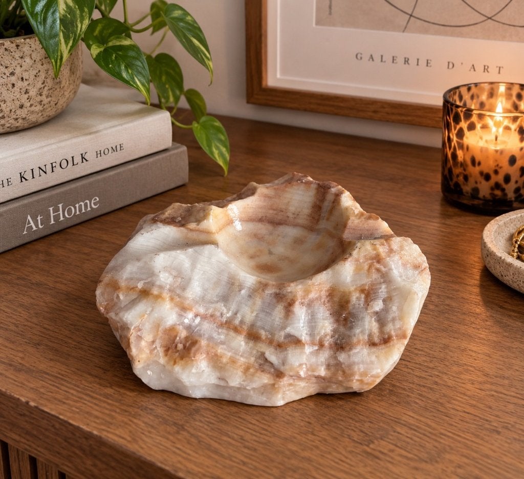 Vintage onyx natuurstenen schaaltje / asbak, Verzamelen, Ophalen of Verzenden, Zo goed als nieuw, Asbak