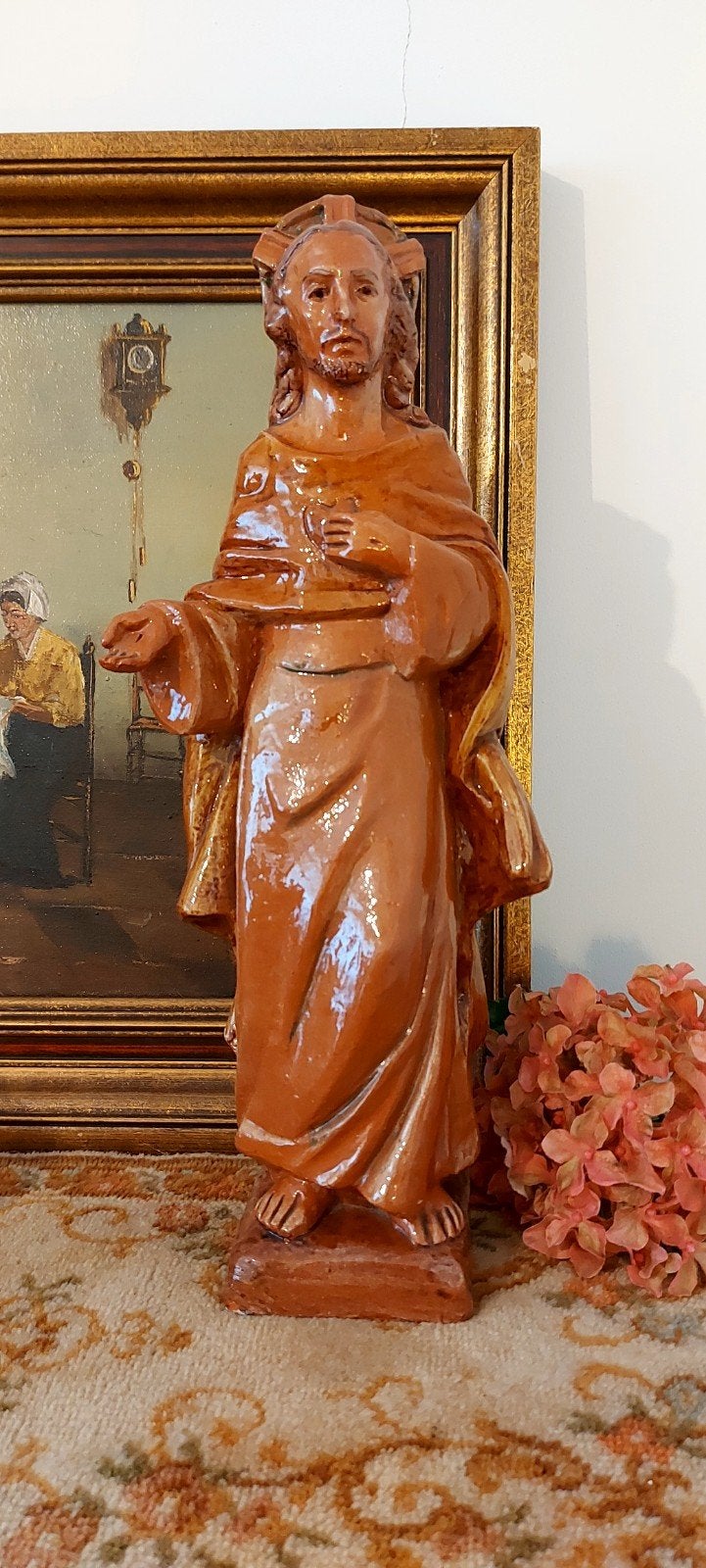 Mooi groot Terracotta Heilig Hart beeld, Antiek en Kunst, Ophalen of Verzenden