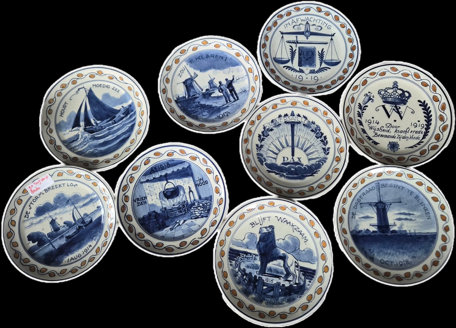 Antieke Delftse Herdenkingsborden WOI (1914-1920), Ophalen of Verzenden