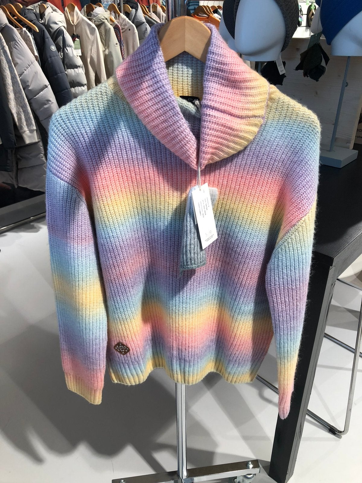 Ragwear vegan sweater col trui SAFINA regenboog breisel, Ragwear, Ragwear, Meerkleurig, Maat 46/48 (XL) of groter