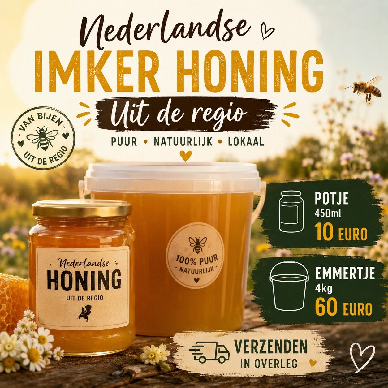 Heerlijke honing van de imker uit de regio., Ophalen of Verzenden