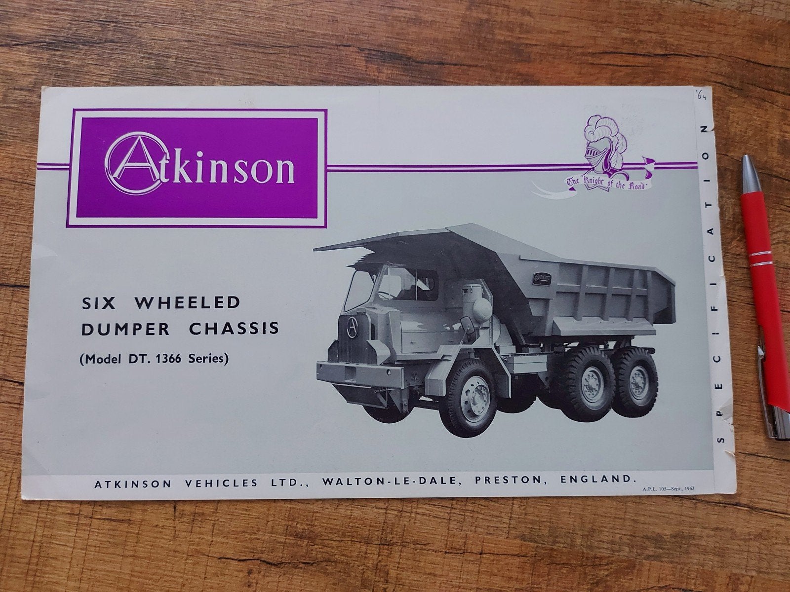 1963 Atkinson vrachtwagen / dumper folder Engelstalig, Ophalen of Verzenden, Zo goed als nieuw, Overige merken