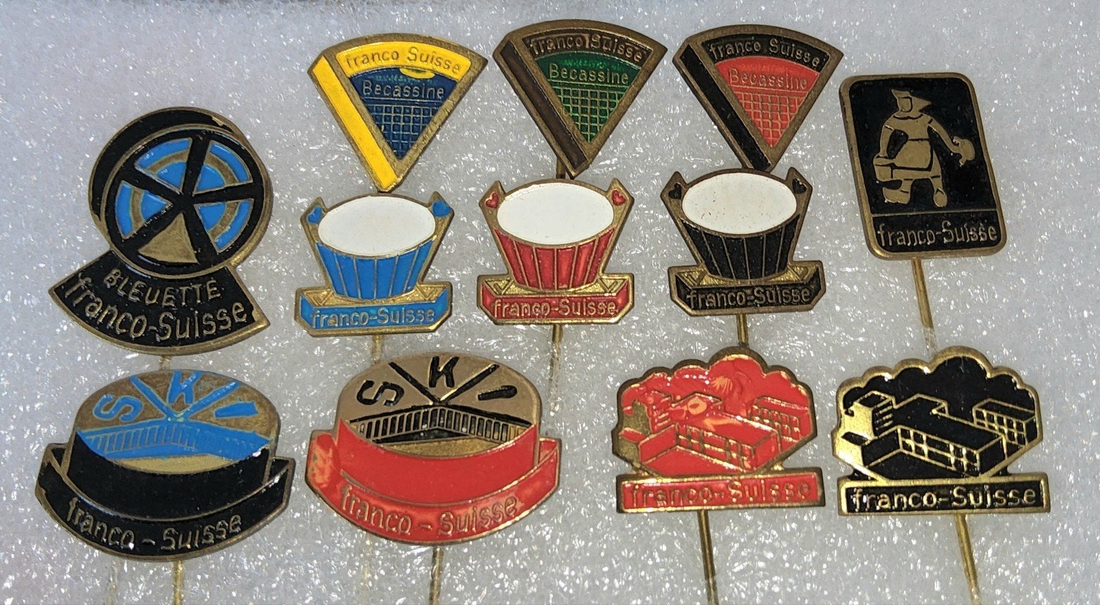 12 Franco-Suisse Speldjes - Vintage Collectie, Verzamelen, Ophalen of Verzenden, Gebruikt, Overige onderwerpen