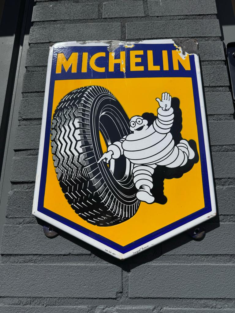 Michelin banden emaille reclame bordje, Verzamelen, Reclamebord, Gebruikt, ., Ophalen of Verzenden