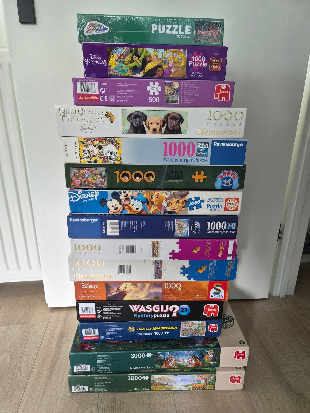 15 puzzels (o.a Disney,wasgij,Jumbo) 1000,3000&500 stukjes, Ophalen, 500 t/m 1500 stukjes, Gebruikt