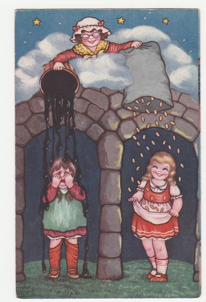 Kinderen.  1933.  Sprookjes.   Vrouw Holle.  Sprookjes., Verzenden, 1920 tot 1940, Gelopen, Overige thema's