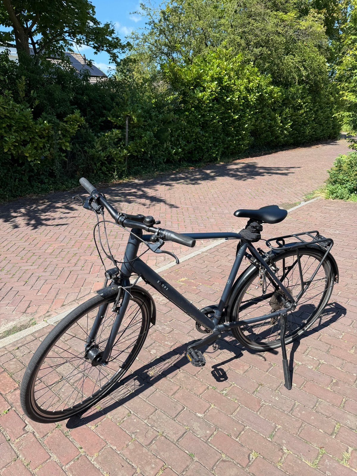Sportieve Decathlon Elops 500 Stadsfiets Herenfiets Matzwart, Velgrem, Versnellingen, Zo goed als nieuw, 57 tot 61 cm