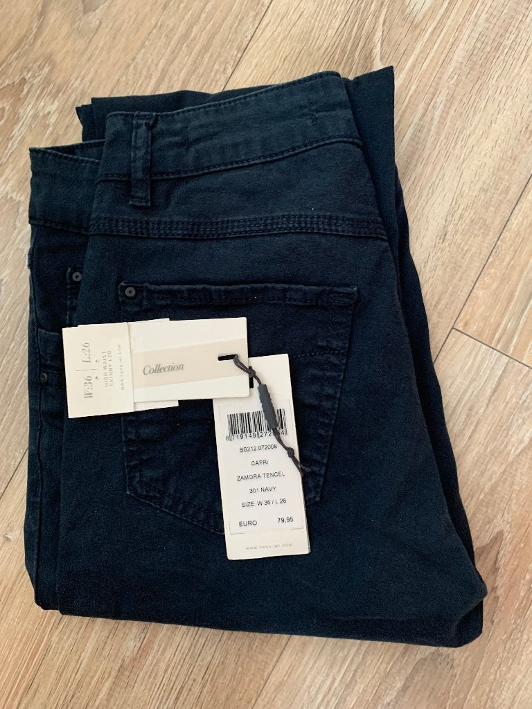 Dames Capri "NAVY" Pantalon "PARA MI", Celine W:36 L:32, Para Mi, Blauw, Ophalen of Verzenden, Zo goed als nieuw
